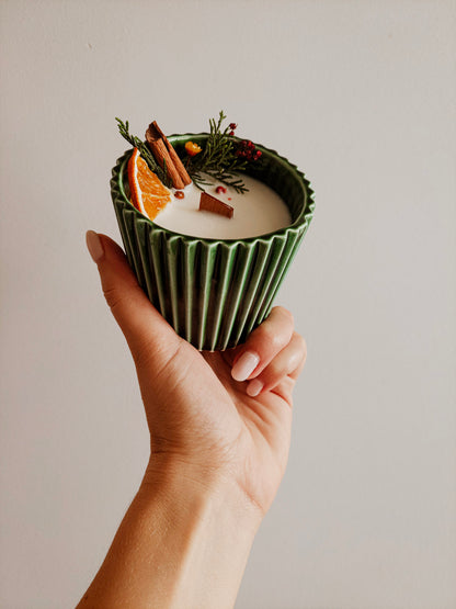 Vela cerâmica Natal- Taça Cupcake